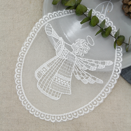 Lace Fabric Embroidery Lace Cloth 網 Motif Angel's Song 白象牙