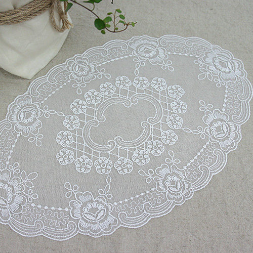 Lace Fabric Embroidery Motif Lace Cloth 網 Helena 白象牙