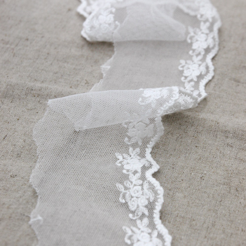 Lace Fabric Embroidery 網 Lace Cloth 007 Mini Rose 白象牙