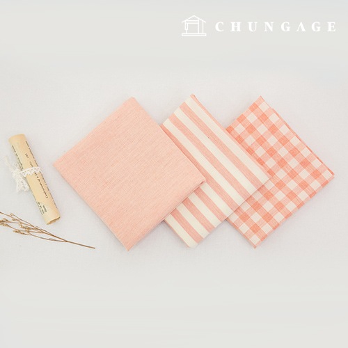 綿布混合色ombre水洗布料寬廣復古/仿舊格子條紋平紋3種深粉色半身