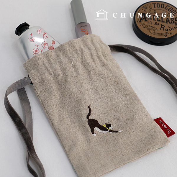 刺繡布料亞麻布動物貓飛天貓寬幅E-002 Hanma