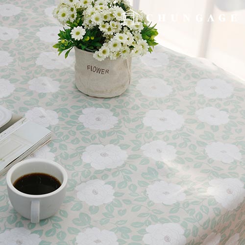 防水布 Floral Dining Table Cover Laminate TPU 防水布 Cafe Peony