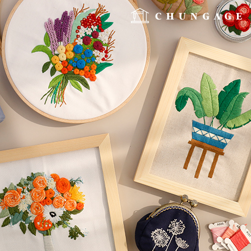 法式刺繡套裝DIY套件教材花朵刺繡花束春天精靈道格拉斯