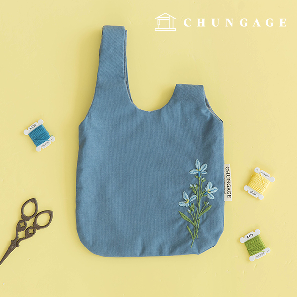 法式刺绣包DIY套件环保袋蓝花CH560123