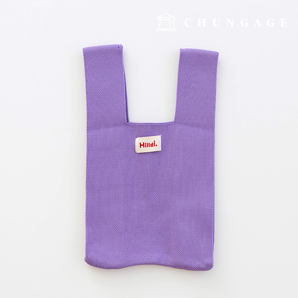 針織衫迷你手提包格紋針織衫包手腕包手提包純紫色