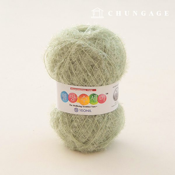 幸福洗地紗 閃光針織紗 Scrubber knitting 淡黃綠色 084