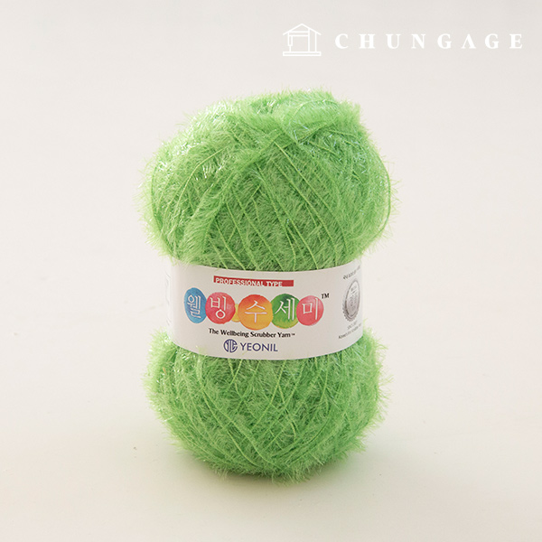 幸福洗滌紗 閃光針織紗 Scrubber knitting 亮綠色 087