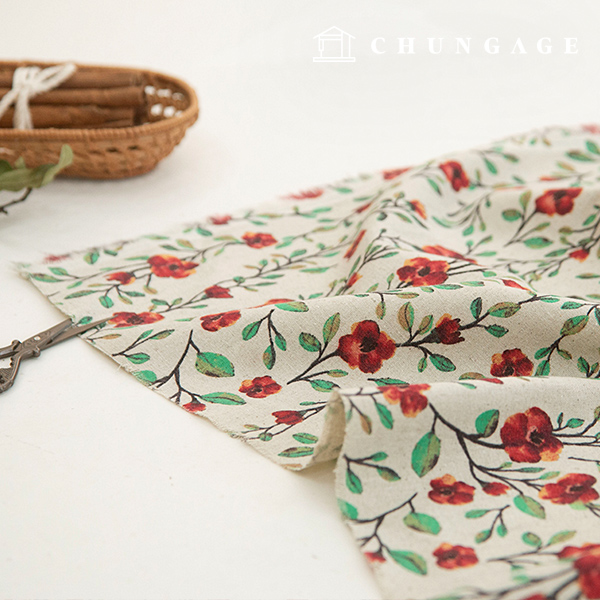 Linen Fabric Washing Linen Cloth 復古/仿舊 Floral Cotton Flower 寬闊 Camellia Wo