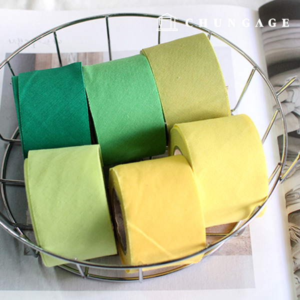 卷斜紋膠帶 棉混紡 純色 黃綠色 6 種