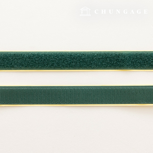 Velcro 黏性 25 毫米魔鬼氈膠帶，1 件，雙面，深綠色