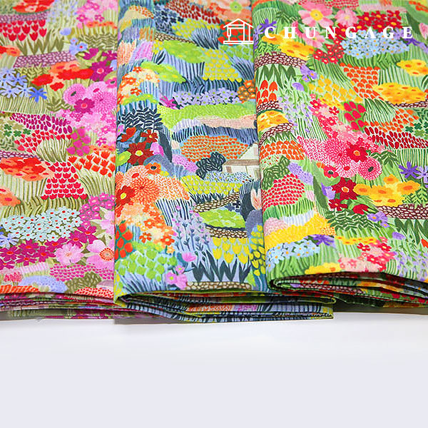 綿布 DTP 綿40支寬幅花卉圖案布料花布料動力日記 3 種