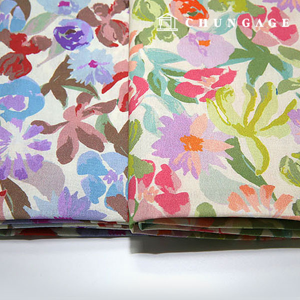 綿布 DTP 綿40片寬幅花卉圖案布料花布料粉紅色花朵 2 種類型