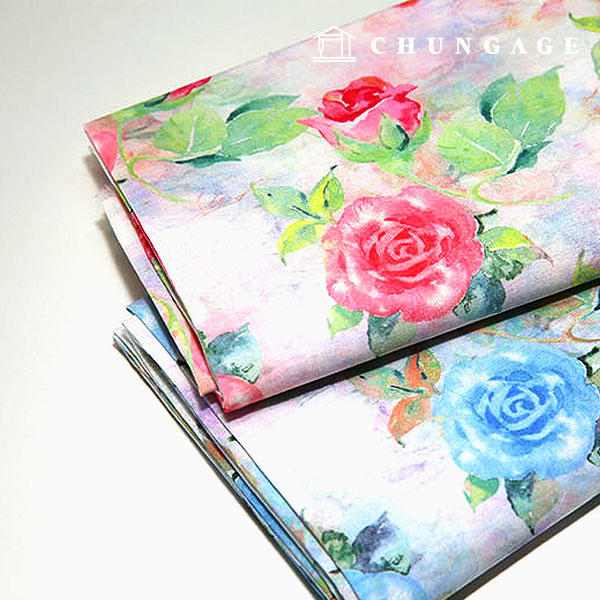 綿布 DTP 綿40片寬幅花卉圖案布料花布料經典玫瑰 2 種類型