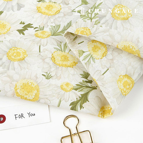 亞麻布料 棉亞麻 11 件環保 E-DTP 棉亞麻 Gentle Daisy ML1568