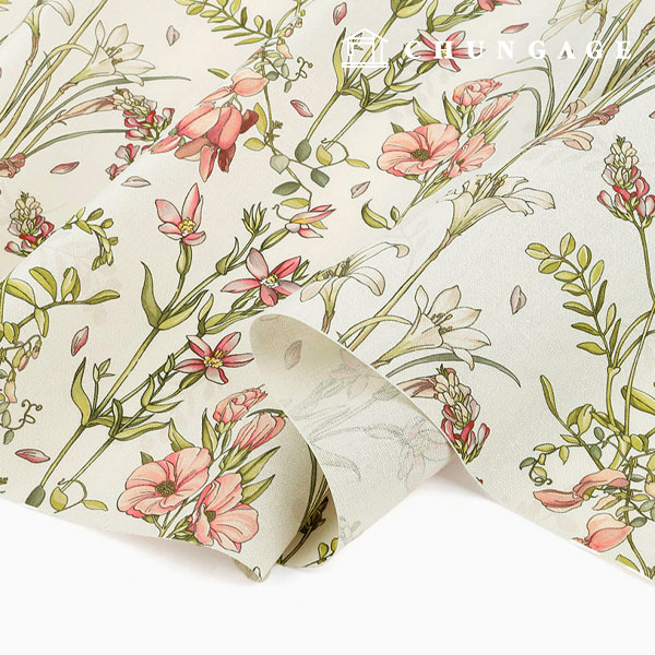 亞麻布料 棉麻 11 件 環保 E-DTP 棉麻 寬幅 粉紅植物 MLYS1627