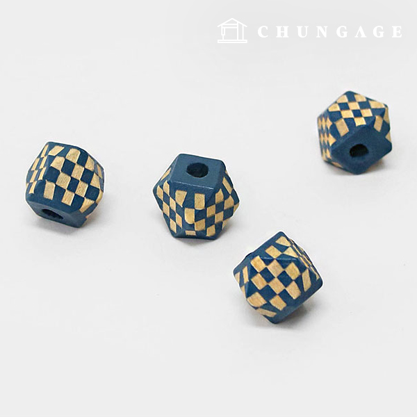 弦鈴服裝配件肩帶調整多角度木珠棋盤格深藍色12mm 60926