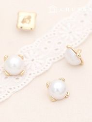 珍珠紐扣4枚老/做舊鍍金呢子大衣國外女紐扣港金12mm