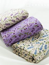 亞麻布料，亞麻布料，花卉圖案，花朵，11 件，印花，染色，薰衣草，3 種