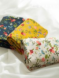 亞麻布料，亞麻布料，花卉圖案，花朵 11 件，印花迷你玫瑰，3 種