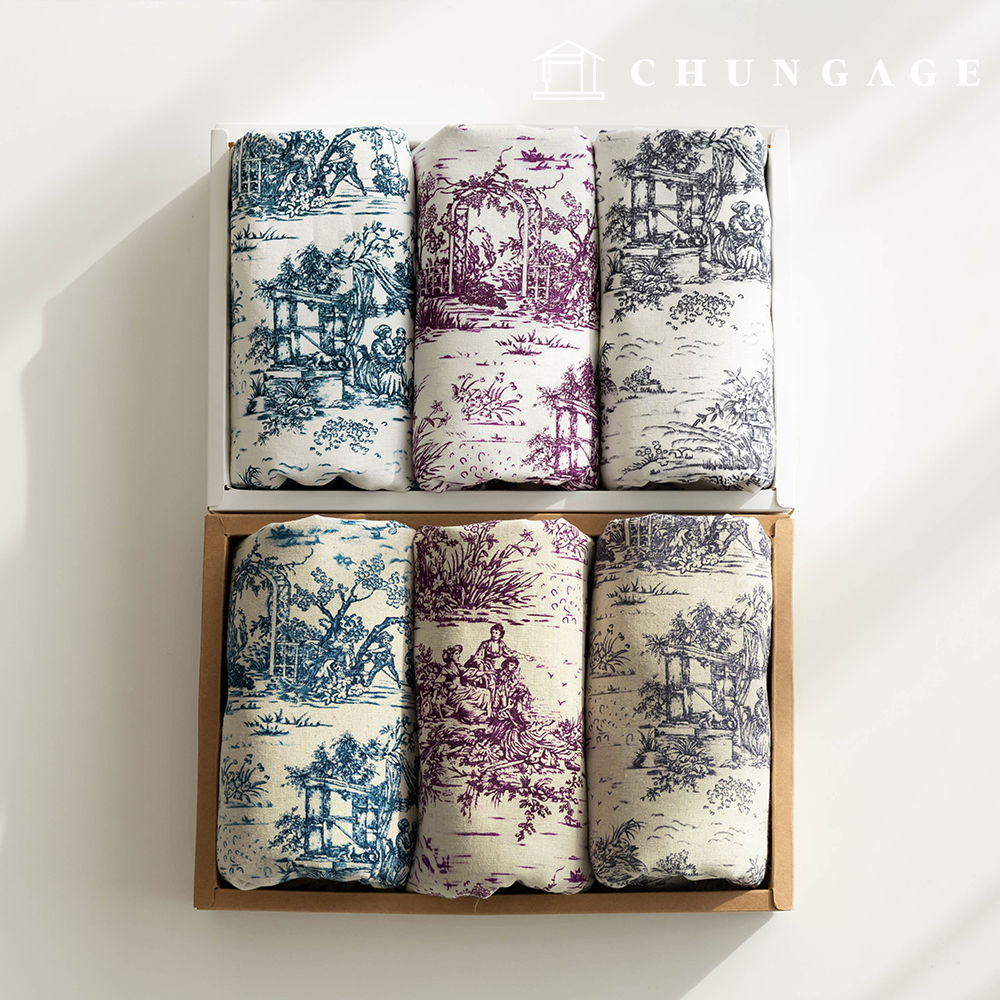 亞麻布料 棉麻布料 舊/舊舊布料 Towald Joui 名畫 6 種
