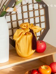 Bojagi，優質禮儀禮物，節日包裝紙，金色緞麵包裝紙，55 厘米