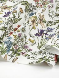 牛津布綿20支環保DTP寬幅植物園乳白色MOXYS3003