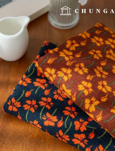 強力16W燈芯絨布料，花卉圖案燈芯絨布料，寬幅冬季布料，2種日落套裝