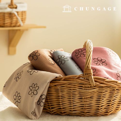 燈籠燈芯絨布料，抗衝擊力強，16W細燈芯絨，花卉圖案，寬幅，冬季布料，「快樂時光」系列，4種款式