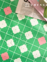 防水布格子 Floral Flower Laminate 防水布 TPU Loco Moco