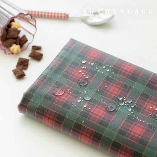 防水牛津布 修復/復古布料 層壓TPU 冬季櫻桃綠紅色