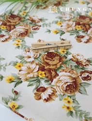 棉質牛津花圖案花佈大玫瑰