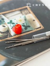 手針套裝 圓形針盒 透明針盒 針盒 繡花針套裝