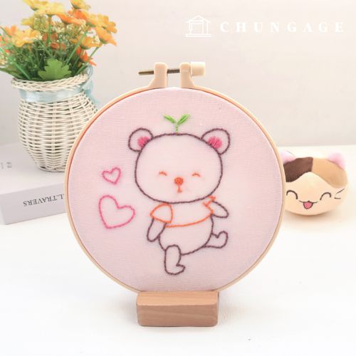 打孔針法式刺繡套裝DIY女裝情緒動物聖誕幼兒熊