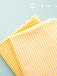 格紋布 棉質混色染色格紋布 條紋布 4mm 淡乳黃色 1塊