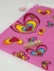 棉質牛津布愛心布料 可愛愛心粉