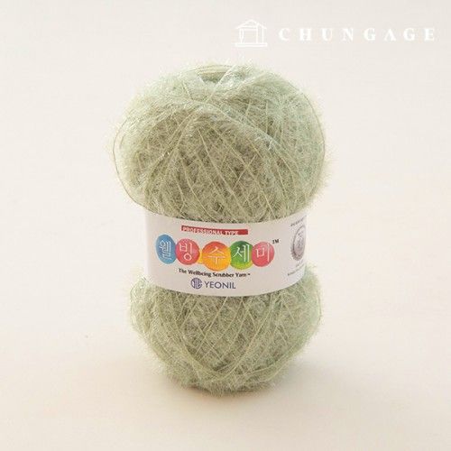幸福洗地紗 閃光針織紗 Scrubber knitting 淡黃綠色 084