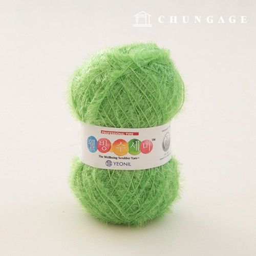 幸福洗滌紗 閃光針織紗 Scrubber knitting 亮綠色 087