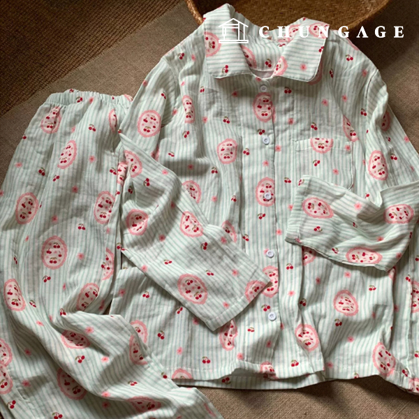 Asa Fabric 綿60支 寬幅 線條 櫻桃色