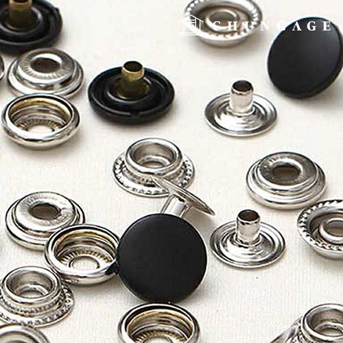 圓點按鈕按扣金屬蓋套外套按扣彩色塑膠 15 毫米黑色 47427