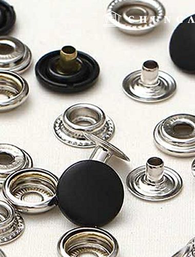 圓點按鈕按扣金屬蓋套外套按扣彩色塑膠 15 毫米黑色 47427