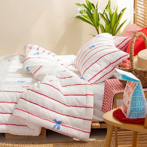 Jijimi Fabric 冷波紋泡泡紗布料 寬幅條紋蝴蝶結 R-721