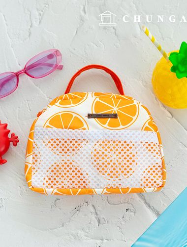 防水布 DTP 防水布 寬幅圖案布料 橘色纖維 W115