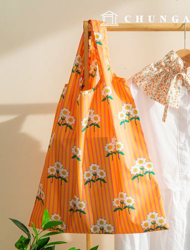 防水布DTP防水布條紋花卉圖案花卉布料微笑雛菊W137