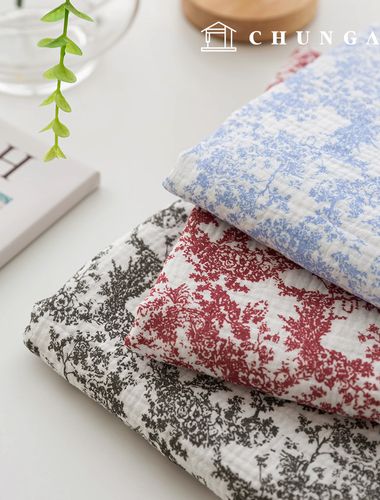 Yoru 雙層紗布料 純棉 無螢光 生物洗滌 花卉圖案 毛巾 山水畫 3種類型