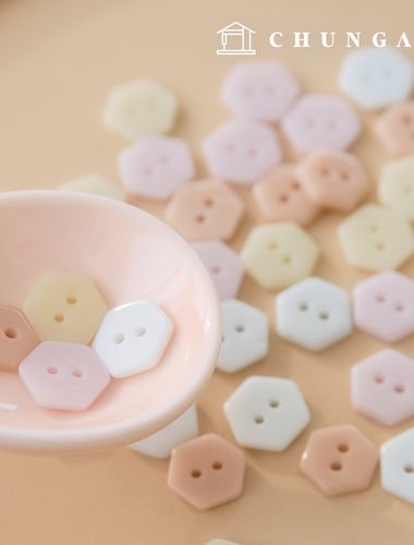 粉末彩色塑膠六角形2孔紐扣服裝製作