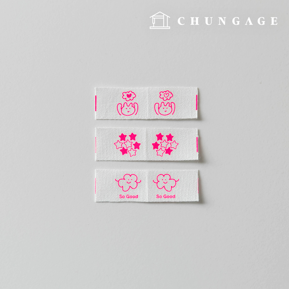 棉質標籤插入標籤 可愛螢光粉紅 3個裝