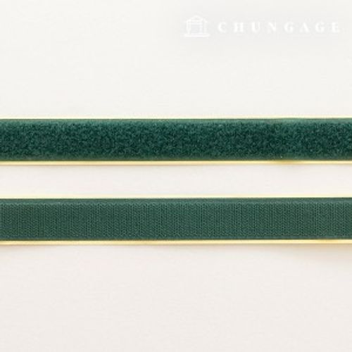 Velcro 黏性 25 毫米魔鬼氈膠帶，1 件，雙面，深綠色