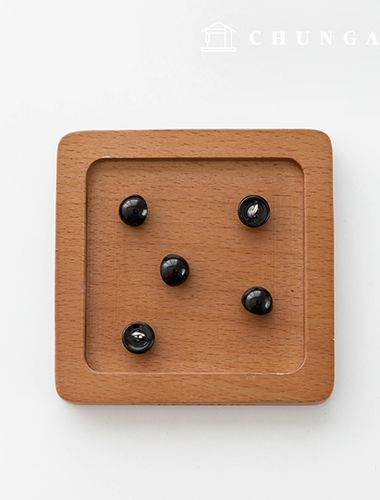 銀環迷你半豆形紐扣黑色