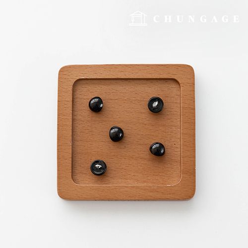 銀環迷你半豆形紐扣黑色