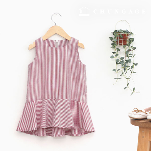 圖案兒童條紋無袖裙 做衣服 P1268